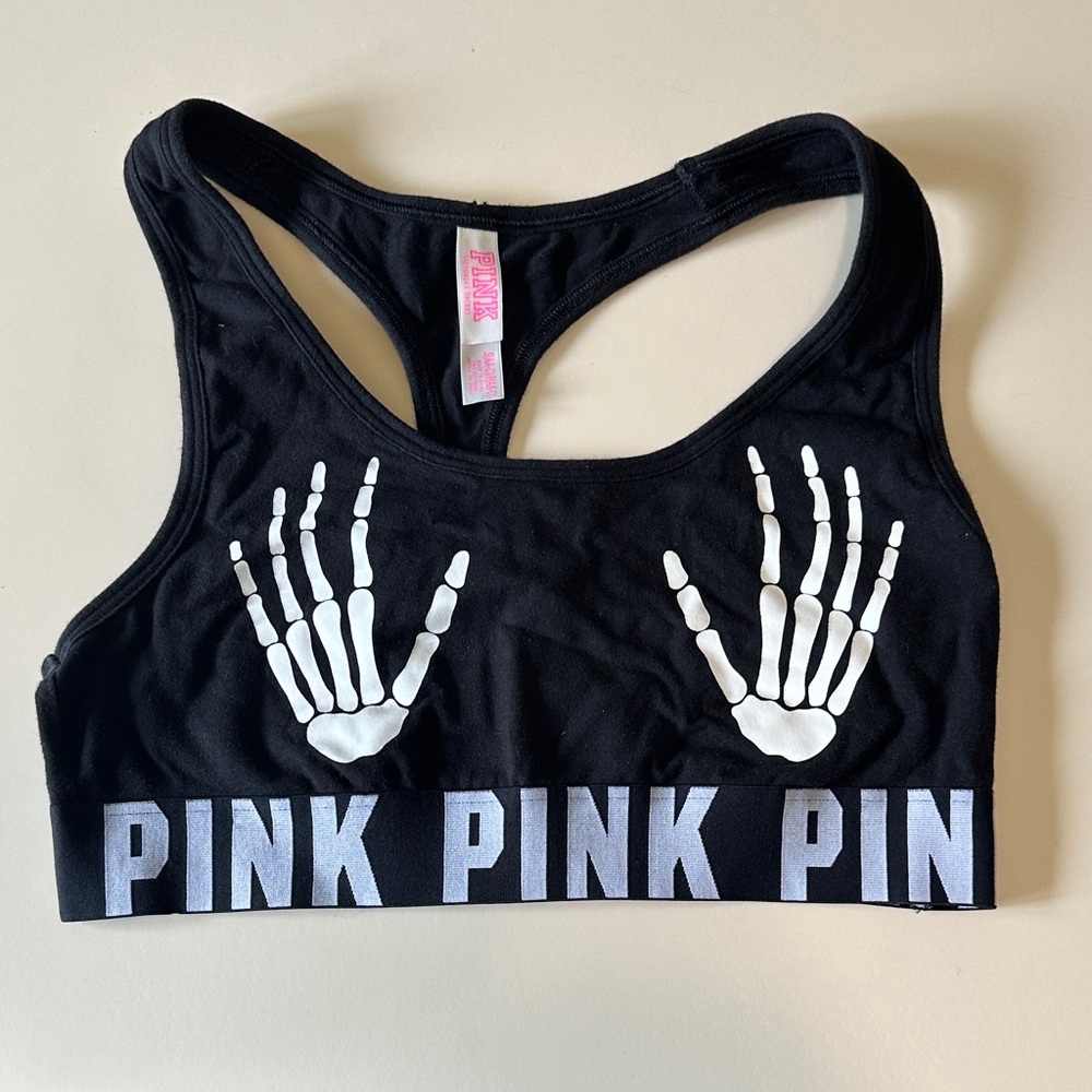 VS PINK Halloween Skeleton Hands Sports Bra